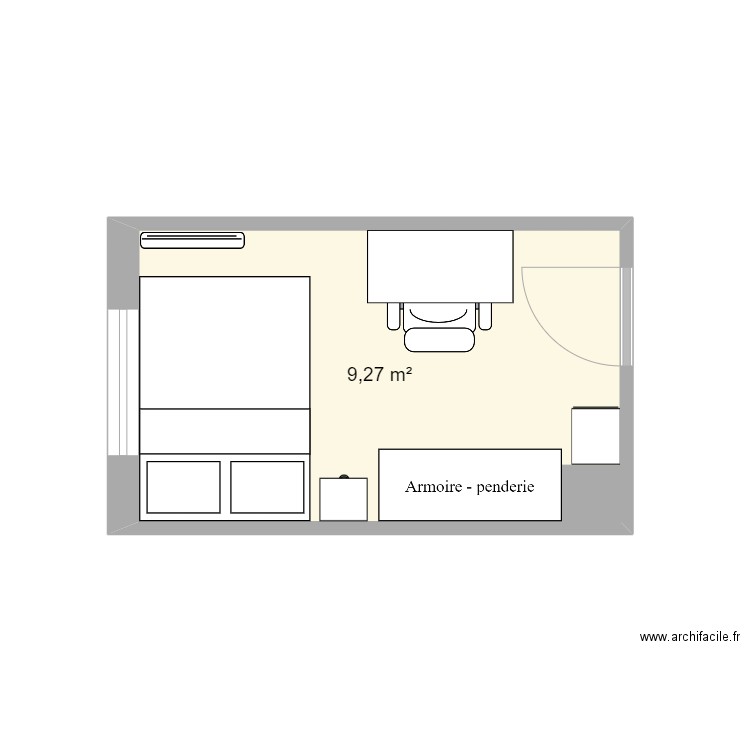 chambre ilo. Plan de 1 pièce et 9 m2