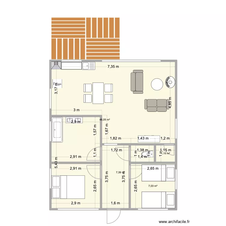 Chalet Lisogne. Plan de 4  et 62 m²