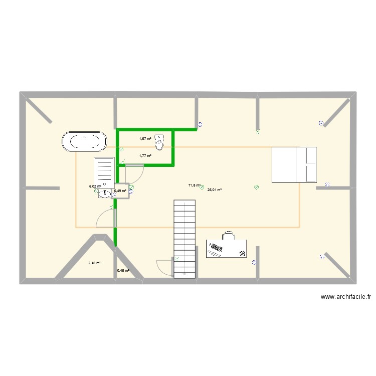 Combles maison Elec. Plan de 8 pièces et 111 m2