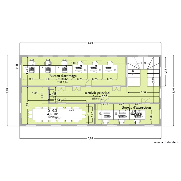 Plan 2. Plan de 4  et 21 m²