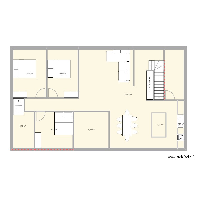 boulay 4. Plan de 8 pièces et 124 m2