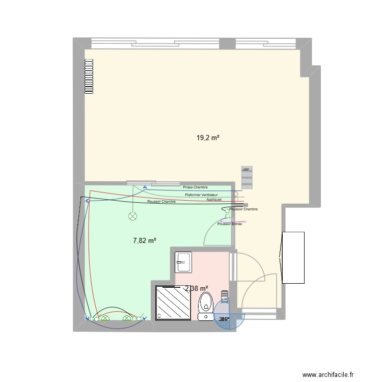 appart sophie III. Plan de 3 pièces et 29 m2