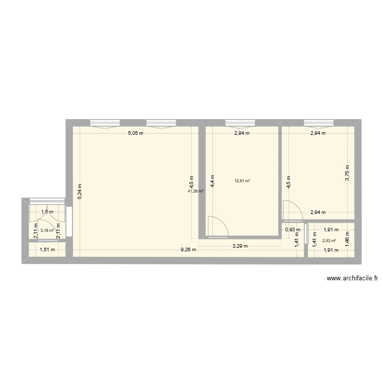 Rani. Plan de 4 pièces et 60 m2