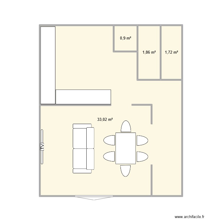 aax. Plan de 4 pièces et 38 m2