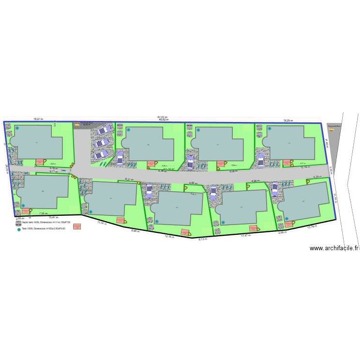 Implantation V3. Plan de 1 pièce et -1823 m2