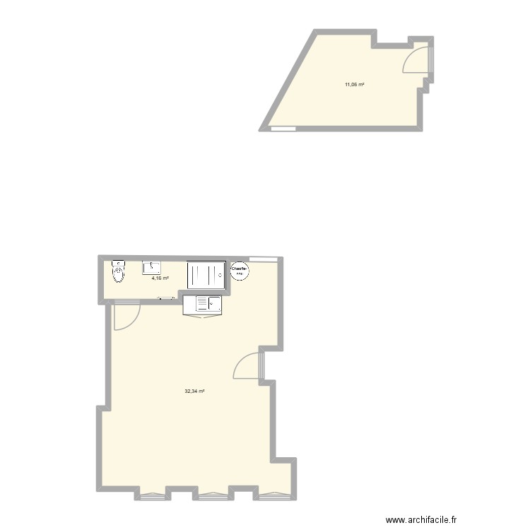 Aurillac 2eme. Plan de 3 pièces et 48 m2