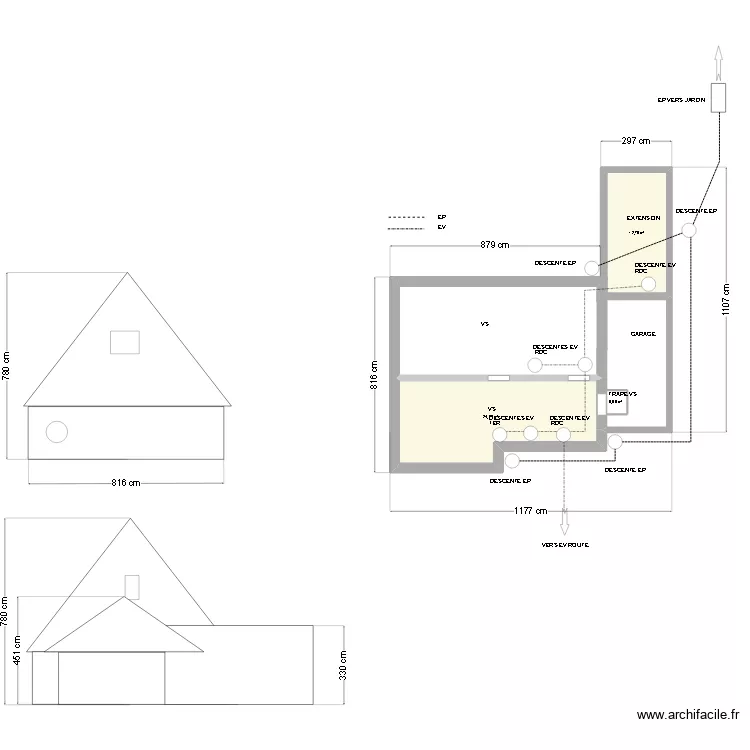 MAISON  EXTENSION GARAGE-EV -EP. Plan de 