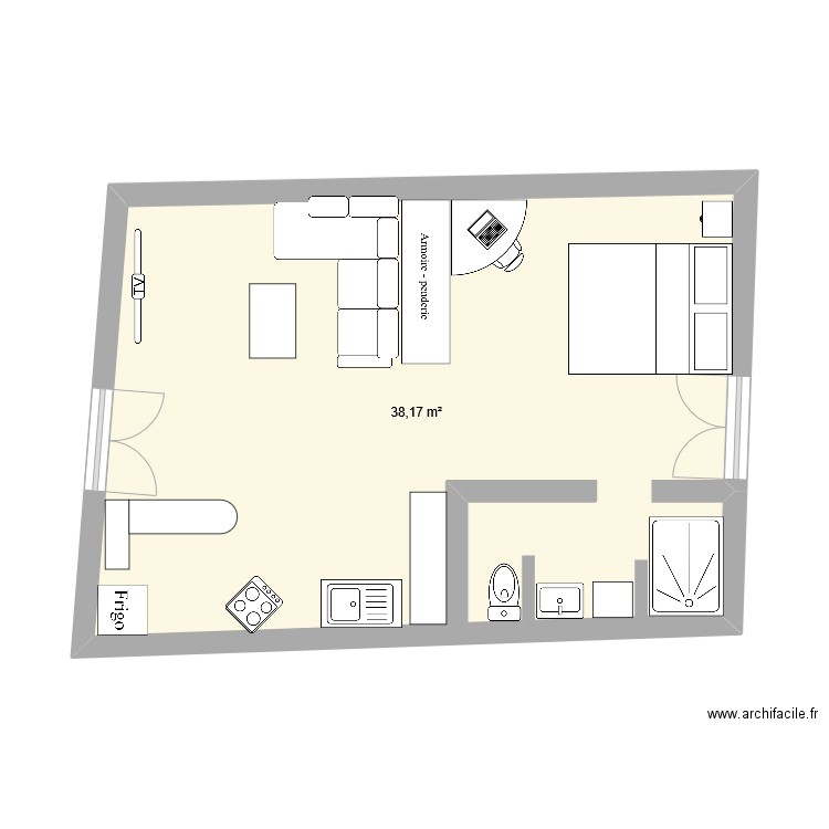 studio v2. Plan de 0 pièce et 0 m2