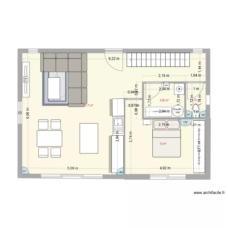 rdc. Plan de 4  et 55 m²