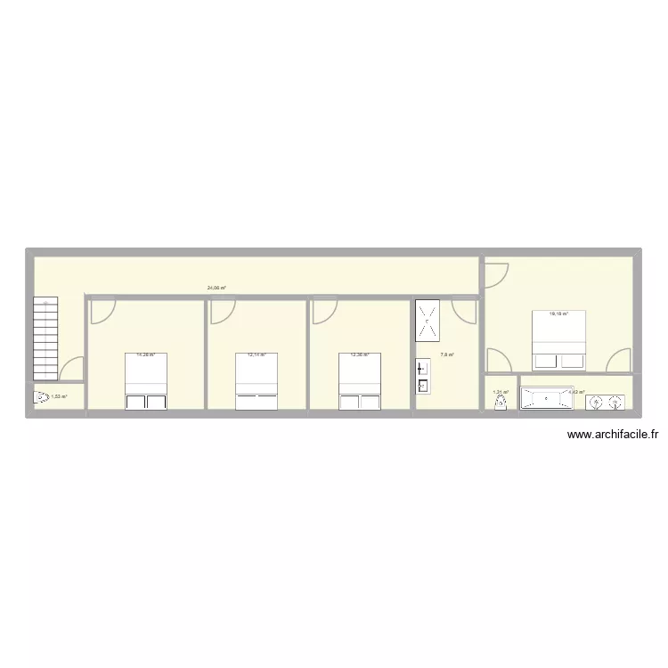 LA HAUTEVILLE R+1. Plan de 9  et 97 m²