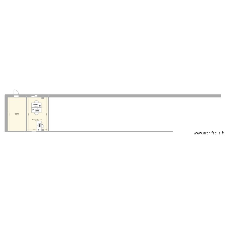 Etage. Plan de 2 pièces et 35 m2