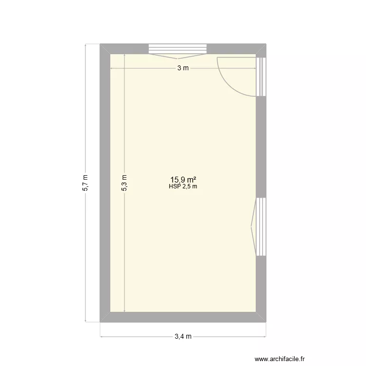 Cabane. Plan de 1  et 16 m²