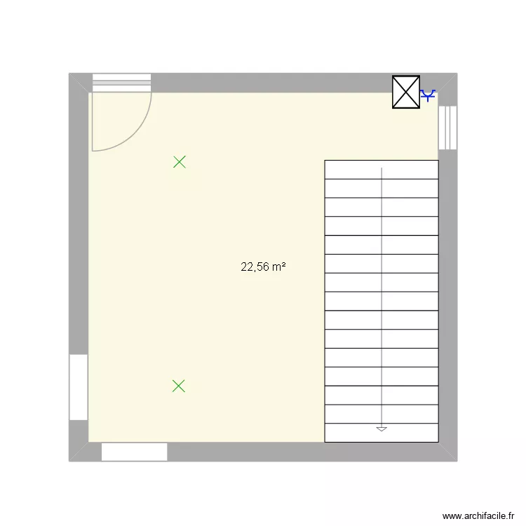 Entr&eacute;e Maison. Plan de 1  et 23 m²