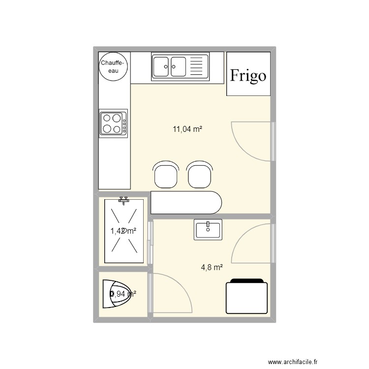 mechtras122. Plan de 4 pièces et 18 m2