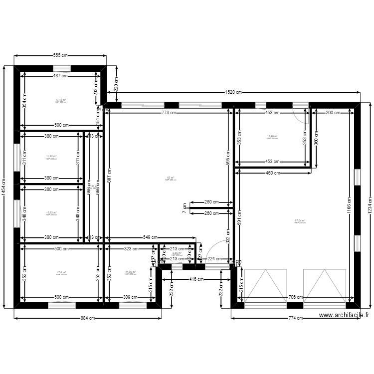 plan maison n19. Plan de 10 pièces et 229 m2