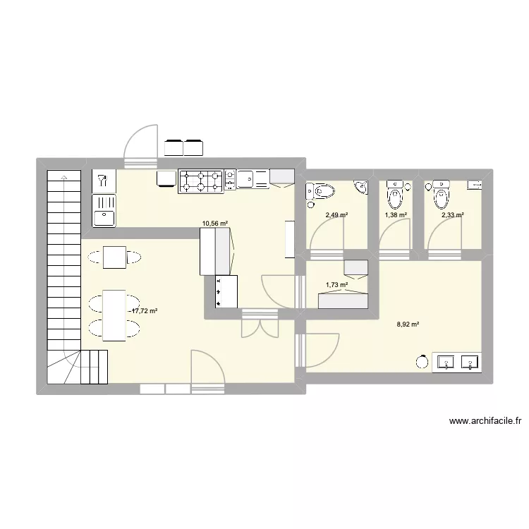 sae. Plan de 7  et 45 m²