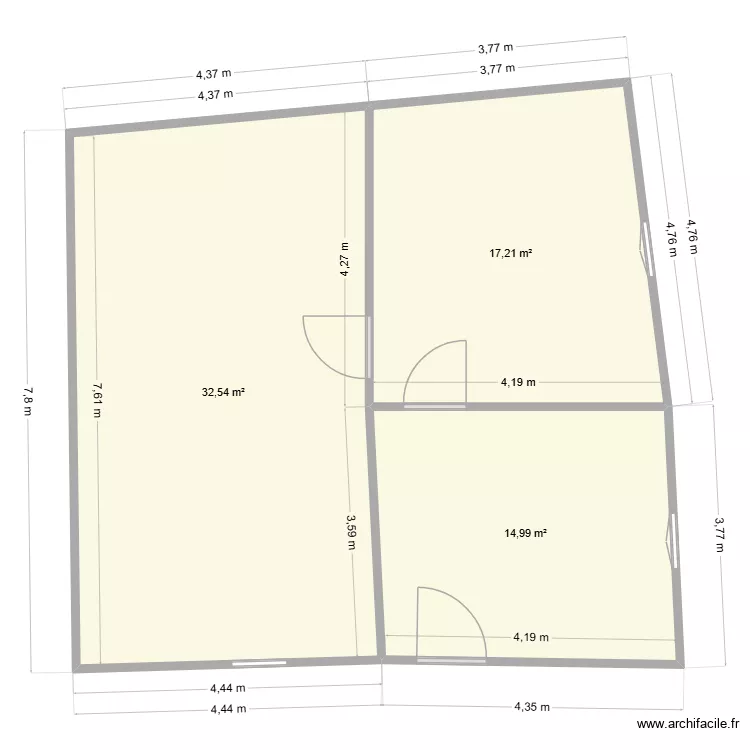 Maison Mt. Plan de 3 pièces et 65 m²