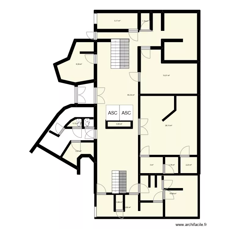 RDC-DLM. Plan de 15 Pièces et 161 m² RDC-DLM. Plan de 15 Pièces et 161 m²