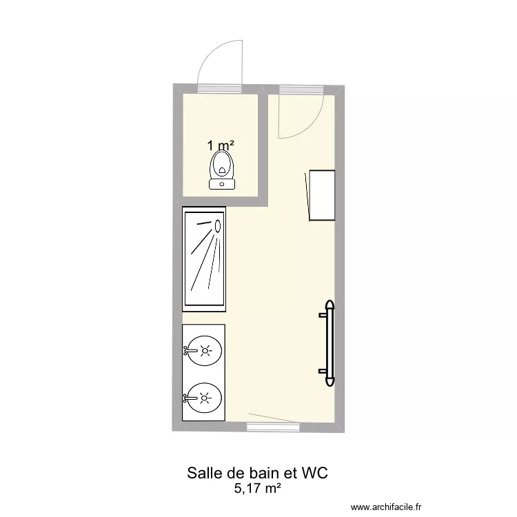 Plan salle de bain + toilette . Plan de 