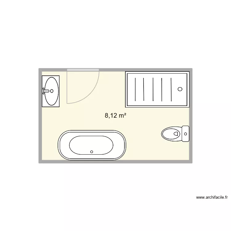SDB PAUL ET SOIZIC. Plan de 1  et 8 m²