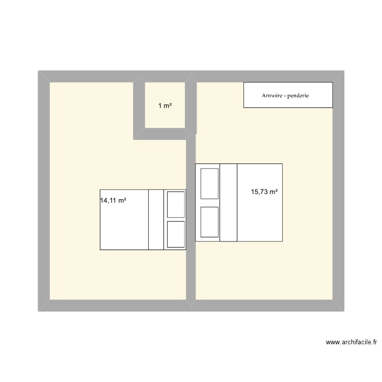 Appart étage. Plan de 3 pièces et 31 m2