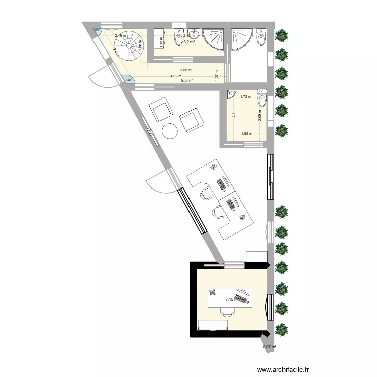 GROS OEUVRE. Plan de 4 pièces et 20 m²