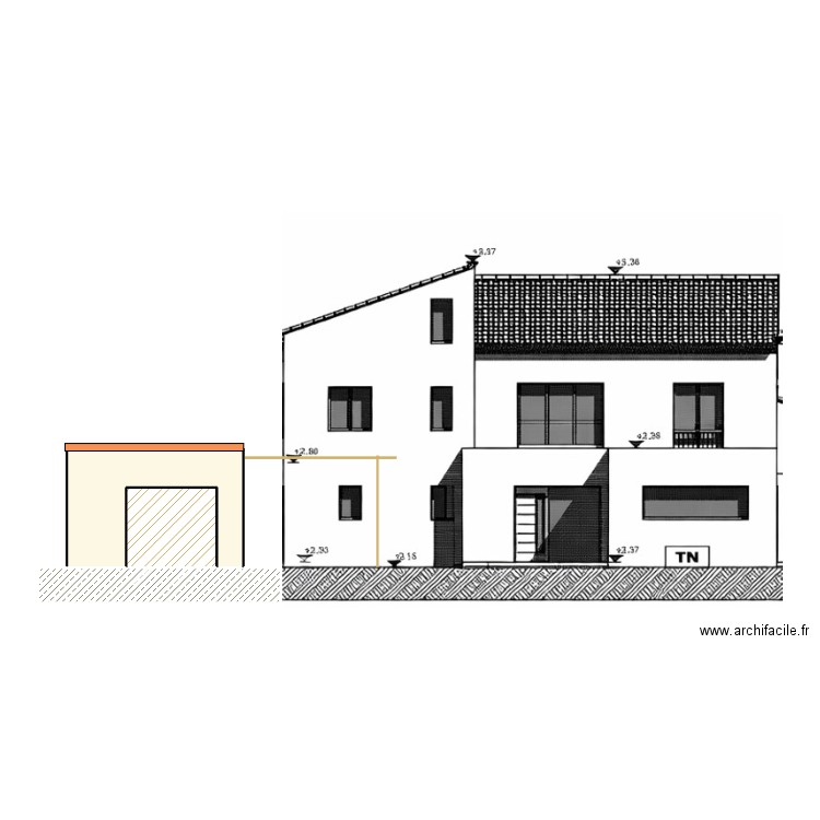 Sud. Plan de 3 pièces et 20 m2