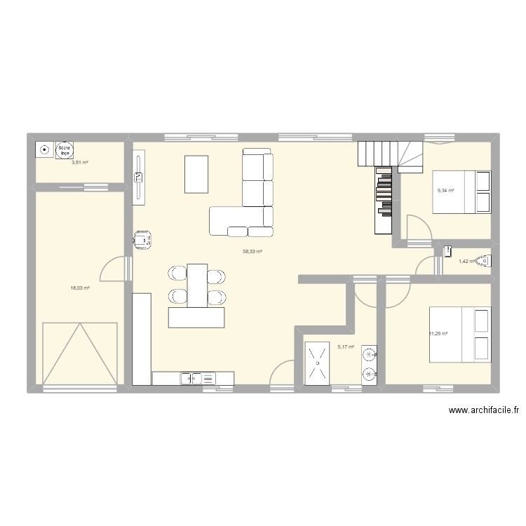 Plan 3. Plan de 7 pièces et 107 m2