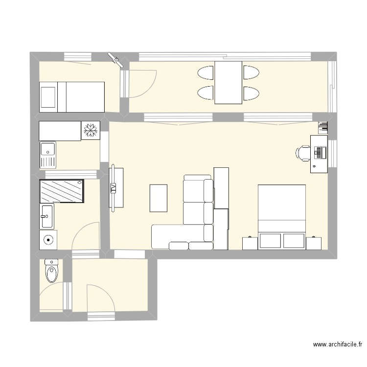 Panoramic. Plan de 7 pièces et 47 m2
