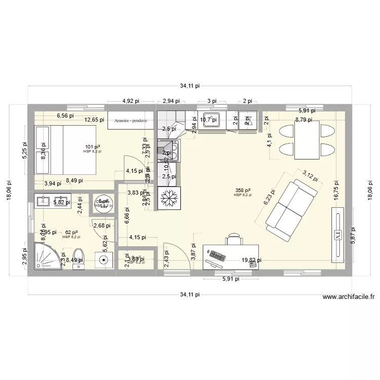 chalet 2. Plan de 5  et 50 m²