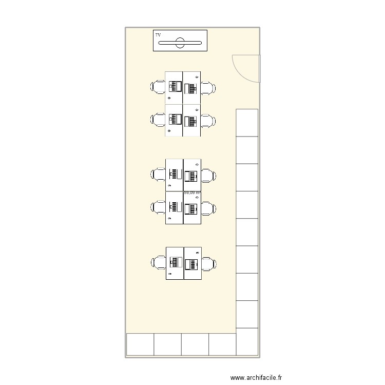 bureau resonnance. Plan de 1 pièce et 59 m2