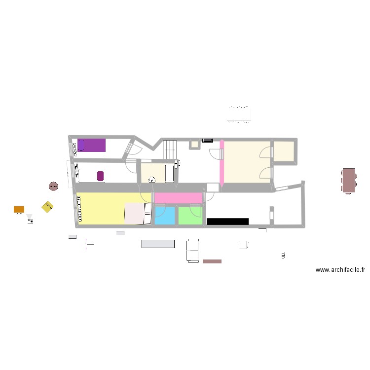 Escaliers du marché 2e. Plan de 8 pièces et 39 m2