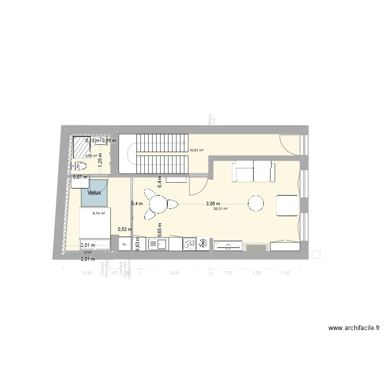 RDC TREVISE 230925. Plan de 5 pièces et 49 m2