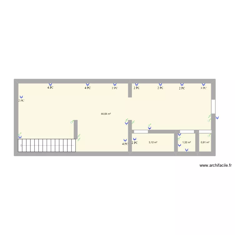 cave. Plan de 4  et 50 m²