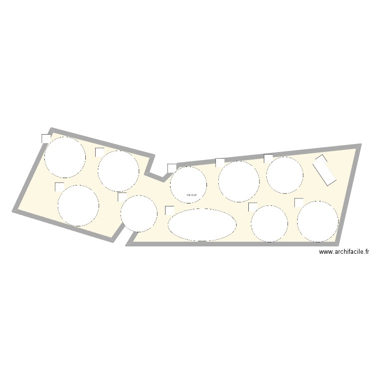 plan de salle. Plan de 1 pièce et 118 m2