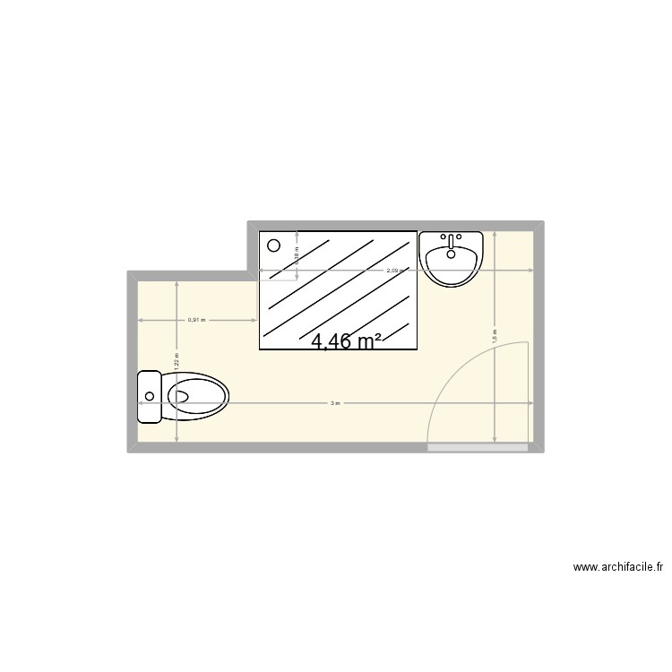VAD D. Plan de 1 pièce et 4 m2
