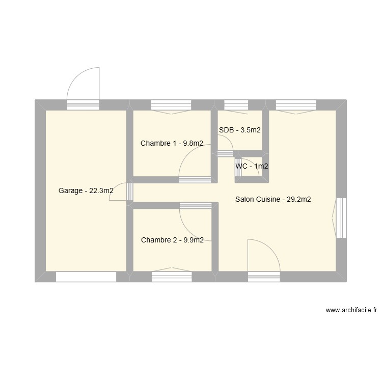 Plan Noirlieu. Plan de 6 pièces et 26 m2