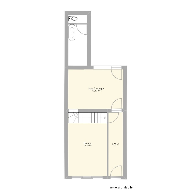 maison. Plan de 3 pièces et 33 m2