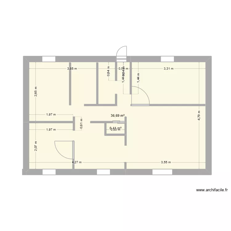 Projet maison M&eacute;lanie. Plan de 2  et 38 m²