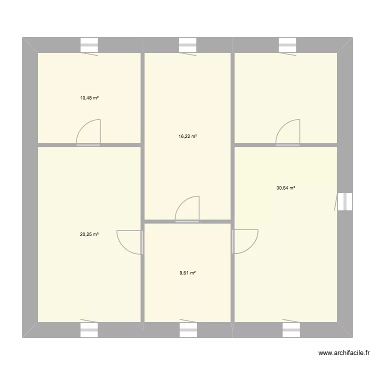 1er etage. Plan de 5  et 87 m²