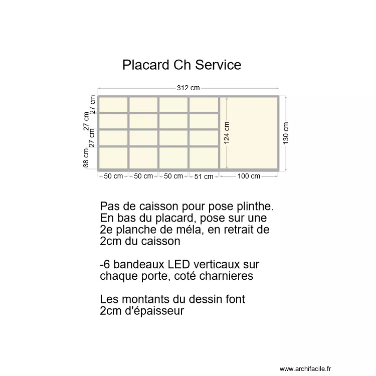Placard CH Service. Plan de 