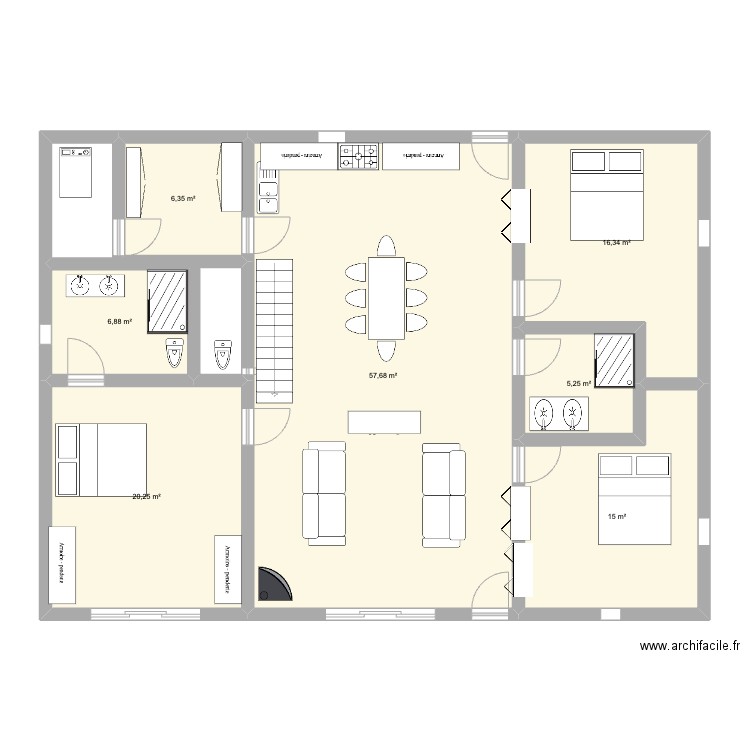 plan hangar. Plan de 7 pièces et 128 m2