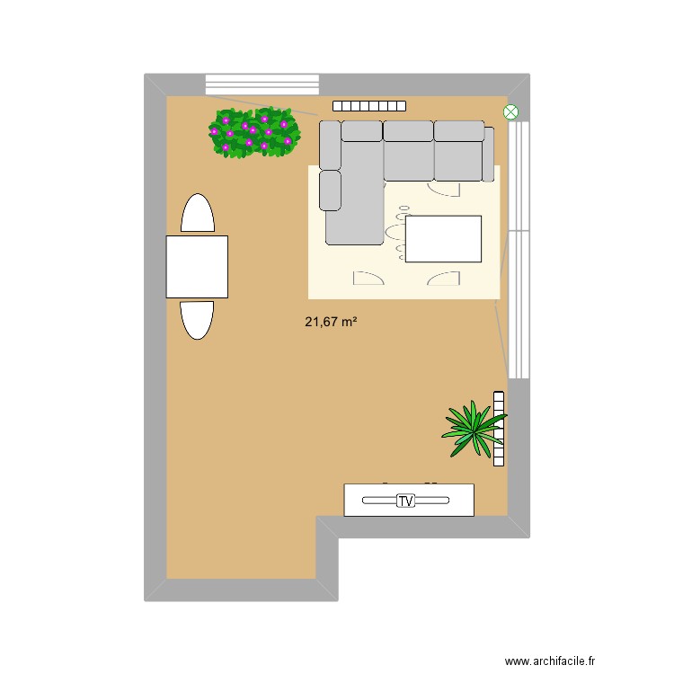 Plan 133. Plan de 1 pièce et 22 m2