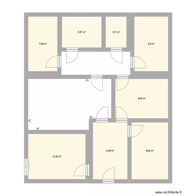 plan maison n&deg;1. Plan de 8 Pièces et 67 m²