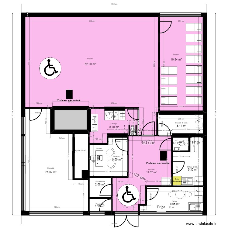 92 PUTEAUX projet 090224 motif cotes². Plan de 14 pièces et 152 m2