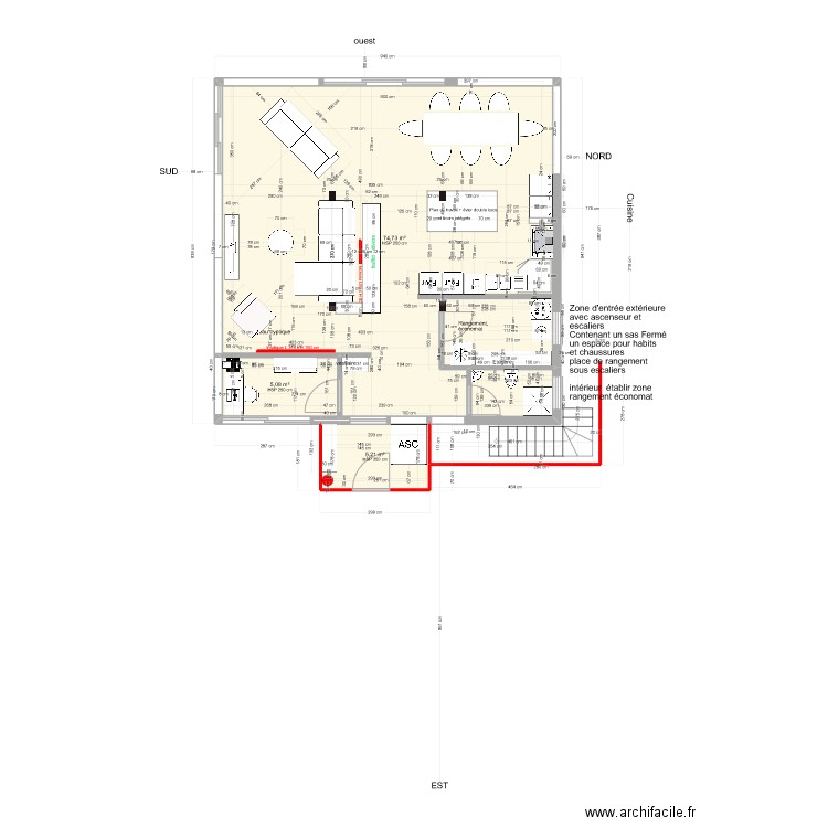 Plan Rez de 81 m2 V1 pour Etage supérieur de 81 m2. Plan de 3 pièces et 85 m2