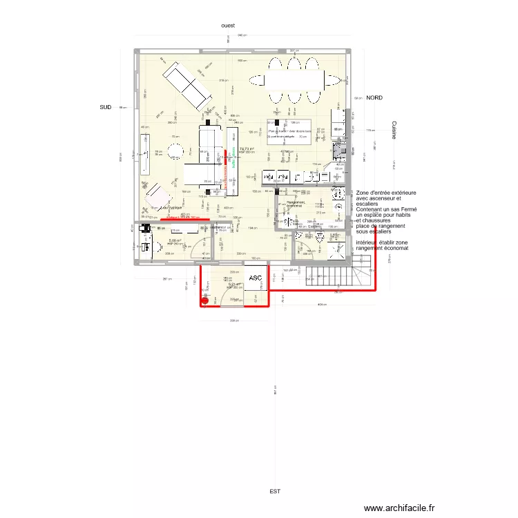 Plan Rez de 81 m2 V1 pour Etage sup&eacute;rieur de 81 m2. Plan de 