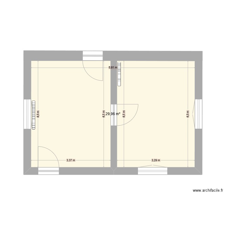 SAINT SAENS RDJ SUD. Plan de 1 pièce et 30 m2