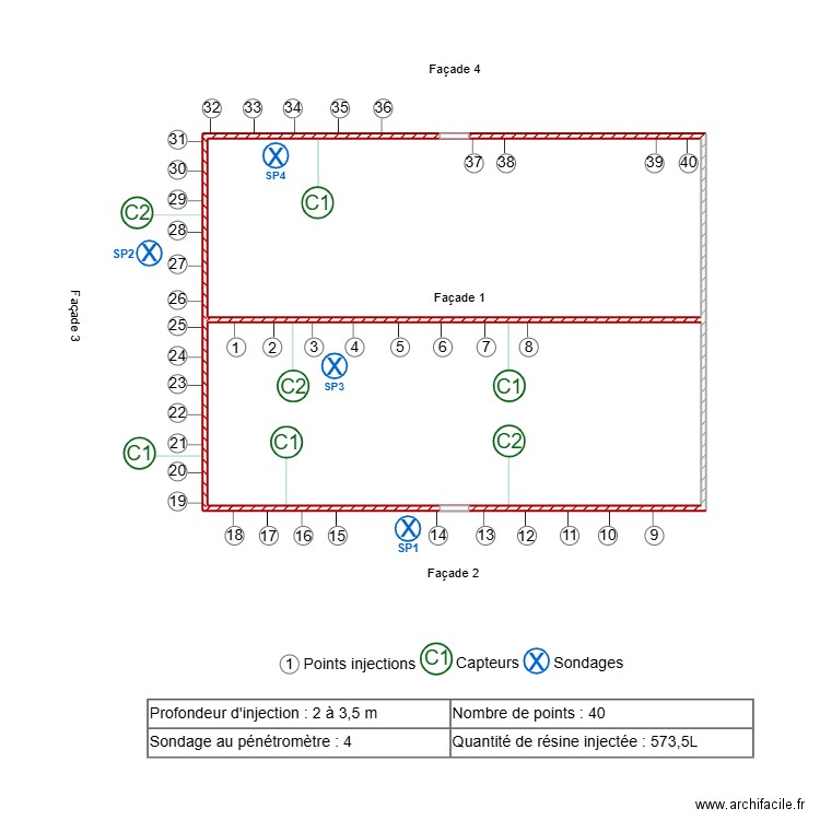 Ste Global. Plan de 2 pièces et 46 m2