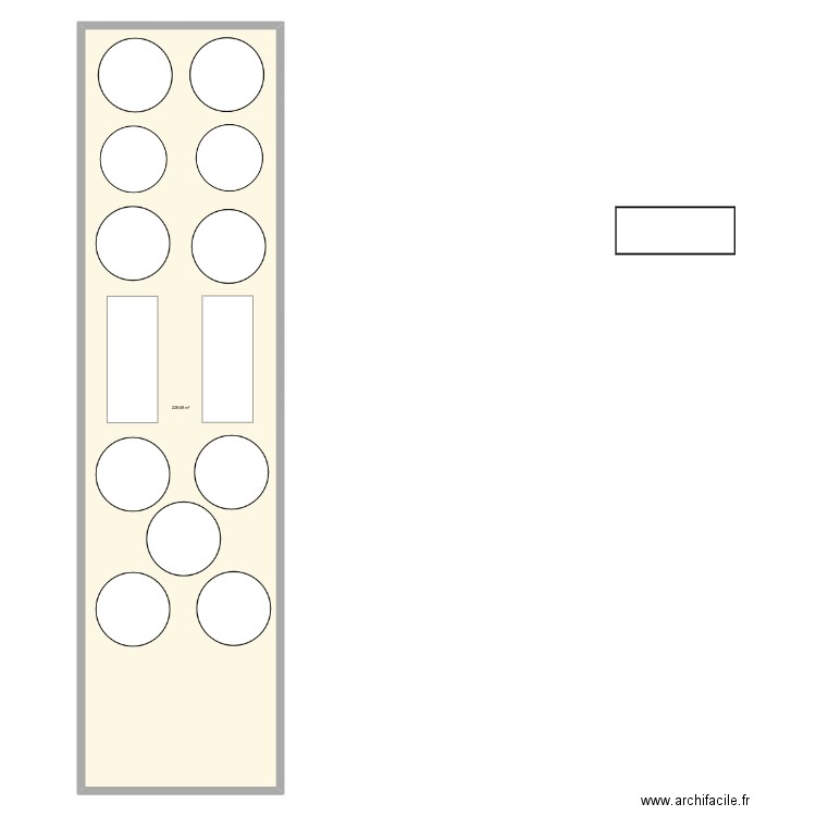 Plan de table. Plan de 1 pièce et 229 m2